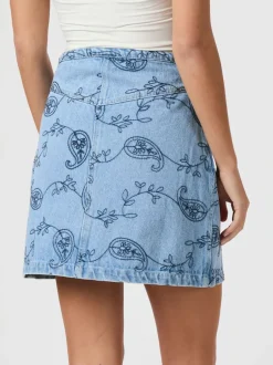 Gabani Embroidery Denim Skirt-Neo Noir Best