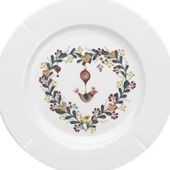 Lyngby Porcelæn Julestel|Julestel>GC Cottage Tallerken Ø19. 5 cm hvid m. deko