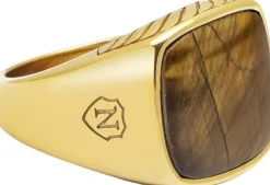Gentlemen's Gold Signet Ring with Brown Tiger Eye-Nialaya
