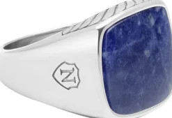 Gentlemen's Silver Signet Ring with Blue Dumortierite-Nialaya New