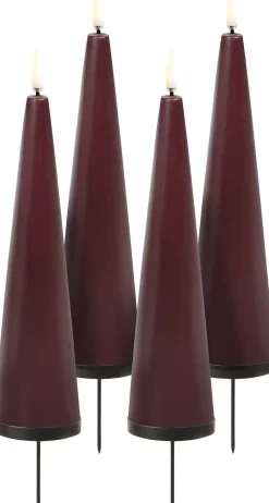 Giftbox w. spike, remote, LED cone candle, Wine red, Smooth,-Uyuni Best