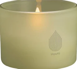 Uyuni Lys & Lysestager>Glass Candle, Light green leaf, 8,2x6 cm