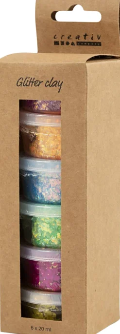 Glitter Clay, 6x20ml.-Creativ Company