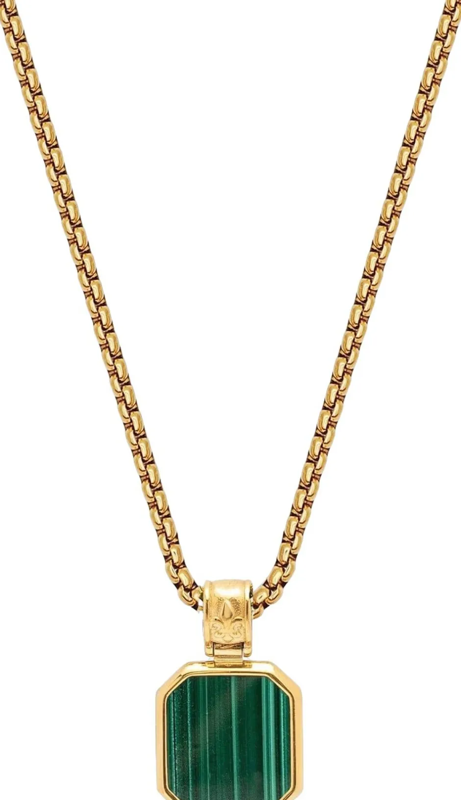 Clearance Necklace with Square Malachite Pendant Smykker