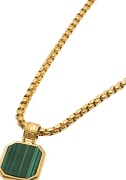 Clearance Necklace with Square Malachite Pendant Smykker