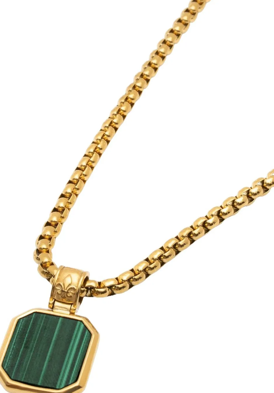 Clearance Necklace with Square Malachite Pendant Smykker