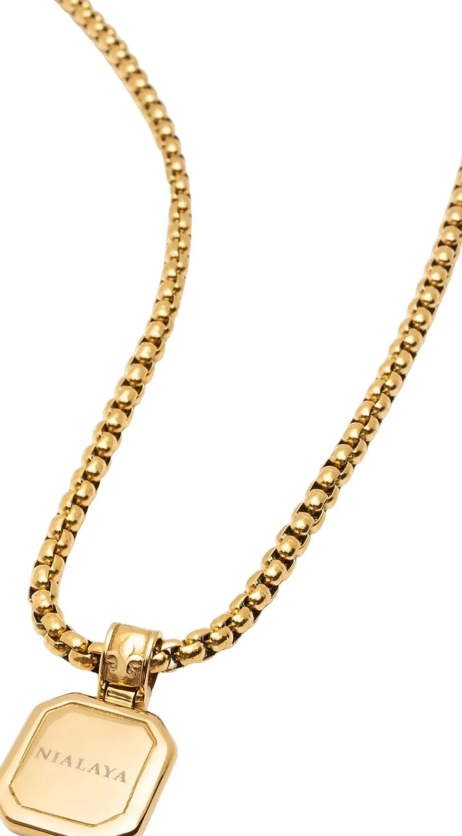 Clearance Necklace with Square Malachite Pendant Smykker