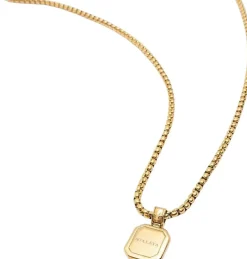 Sale Gold Necklace with Square Lapis Pendant Smykker