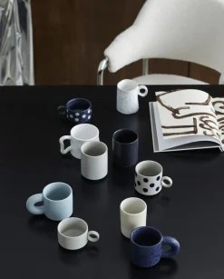 GRAINY tea cup w. handle, dark blue/sand-Nordal Online