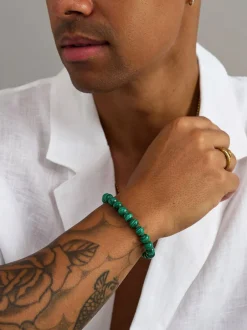 Outlet Malachite Healing Bracelet with Gold Lock Smykker
