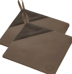 Pillivuyt Tekstiler Til Køkkenet>Grydelap 20,5 x 20,5 cm 2 stk. Brun Kanvas/Læder