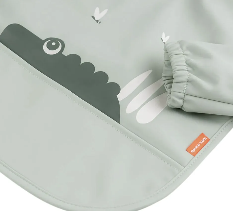 Børn Done by Deer Hagesmække>Hagesmæk m/ærmer og lomme Croco Grøn