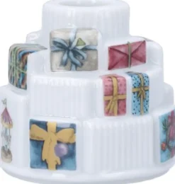 Hot Hammershøi Christmas Gaver lysestage Ø7. 5 cm hvid m. deko Julepynt|Julepynt