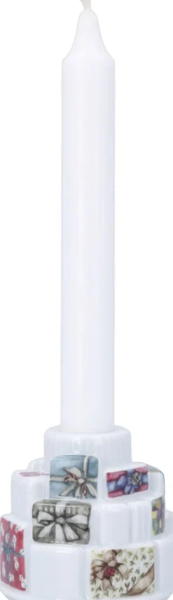 Hot Hammershøi Christmas Gaver lysestage Ø7. 5 cm hvid m. deko Julepynt|Julepynt