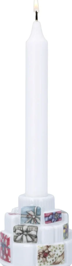 Hot Hammershøi Christmas Gaver lysestage Ø7. 5 cm hvid m. deko Julepynt|Julepynt