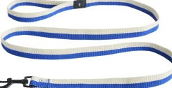 Dogs Leash-Flat M/L-Blue, off-w-Hay New