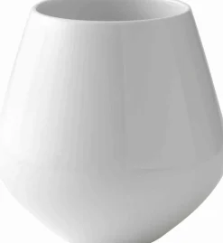 Outlet Hvid Riflet 15 cm. vase - medium Vaser & Urtepotteskjulere
