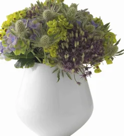 Outlet Hvid Riflet 15 cm. vase - medium Vaser & Urtepotteskjulere