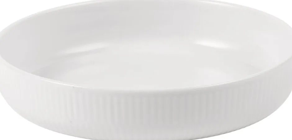 Online Hvid Riflet ovnfast fad rundt 18,5 cm. Skåle & Fade