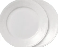 Royal Copenhagen Tallerkener>Hvid Riflet 2-pak tallerkner 22 cm