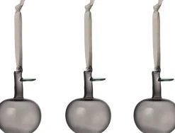 Hot glasæbler 3-pak grå Juletræspynt