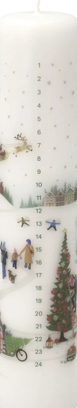 Clearance Kalenderlys Vinter 5 x 25 cm Hvid Paraffin Kalenderlys