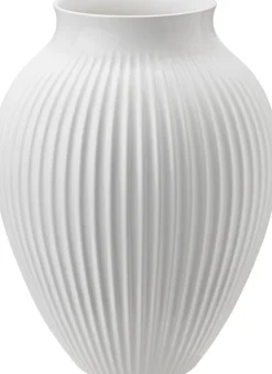 Knabstrup Keramik Vaser & Urtepotteskjulere>Knabstrup, vase, riller hvid, 27 cm