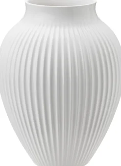 Knabstrup Keramik Vaser & Urtepotteskjulere>Knabstrup, vase, riller hvid, 20 cm