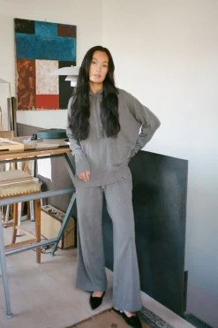 Dame Rabens Saloner Sweatshirts & Sweatpants>Knit lounge over size hoodie - Hele