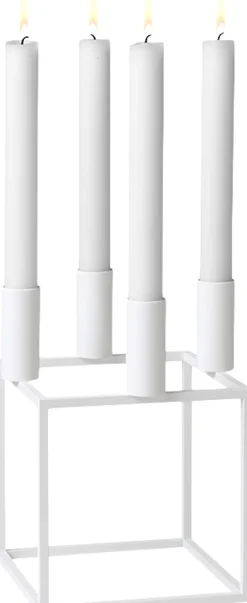 Outlet Kubus 4, Candle Holder, White Adventsstager