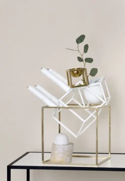 Outlet Kubus 4, Candle Holder, White Adventsstager