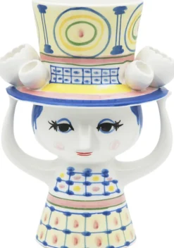 Bjørn Wiinblad Vaser & Urtepotteskjulere>Lady with hat Vase H20. 5 cm blå