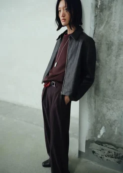 Online Lapels leather jacket Dame Fest