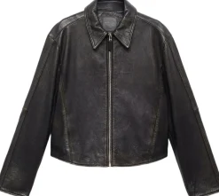 Online Lapels leather jacket Dame Fest