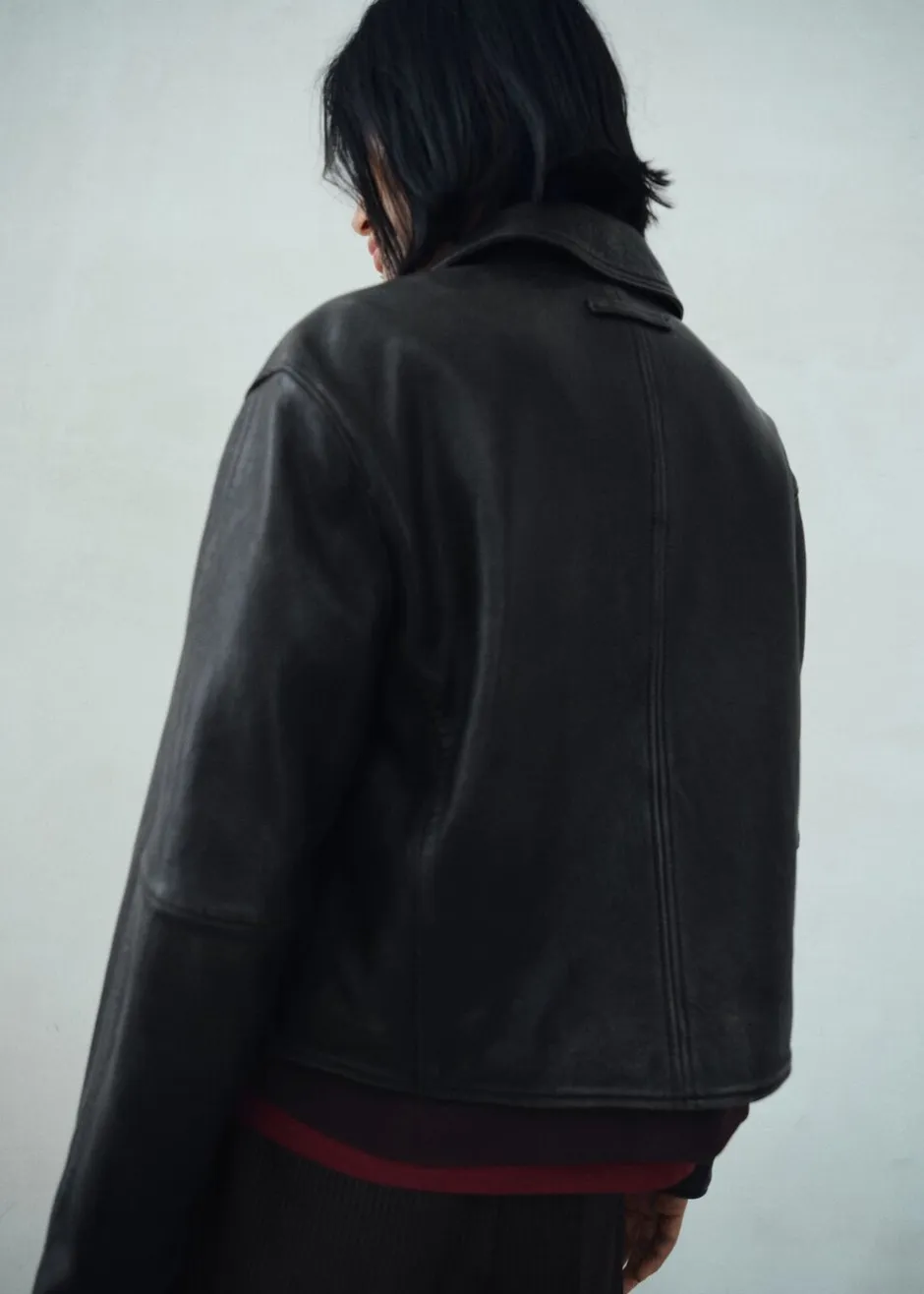 Online Lapels leather jacket Dame Fest