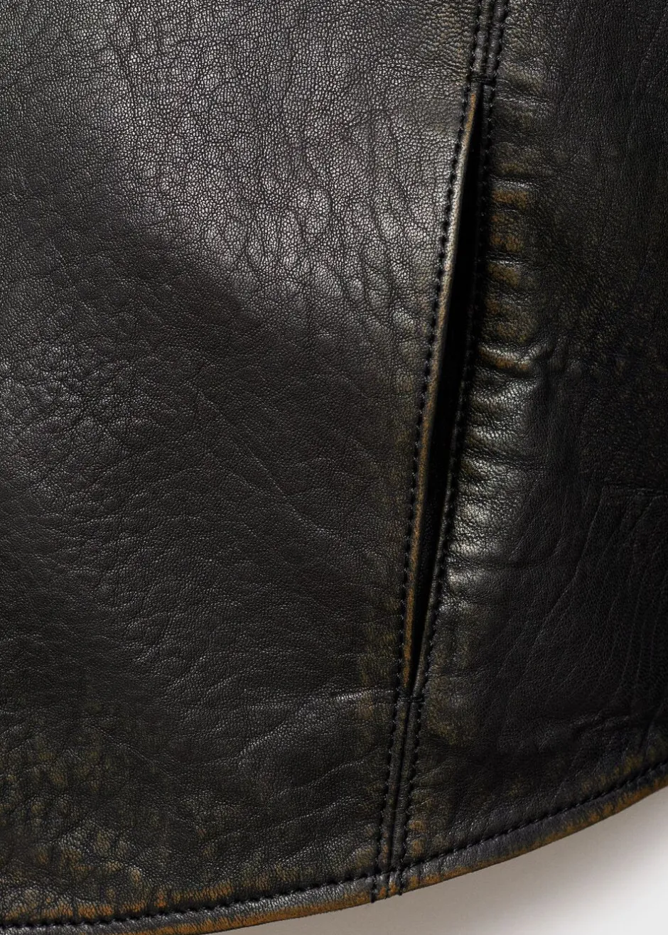 Online Lapels leather jacket Dame Fest