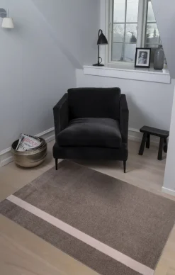 Outlet Løber, 130x90 cm, stripe vertical sand/dusty rosa Gulvtæpper