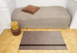 Løber, 67x120 cm, stripe vertical sand/brun Gulvtæpper