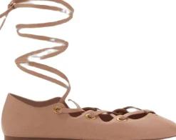 New Leather ballerina with crossed stra Dame Ballerinaer|Snøresko