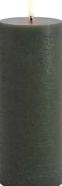 LED pillar candle, Olive green, Rustic, 7,8 x 20,3 cm 4/24-Uyuni
