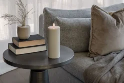 LED pillar candle, Oyster Grey, Smooth, 7,8x20 cm-Uyuni New