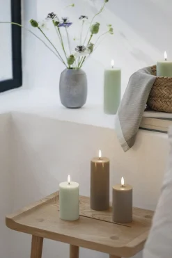 LED pillar candle, Sandstone, Smooth, 5,8x15,2 cm-Uyuni