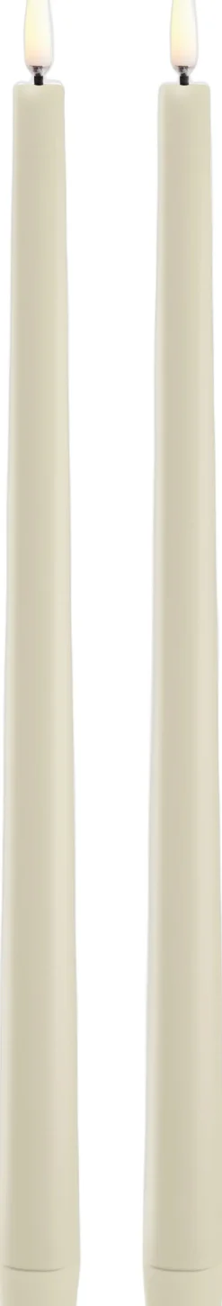 Uyuni Elektriske Julelys>LED slim taper candle, Oyster Grey, Smooth, 2-pack, 2,3x32 c