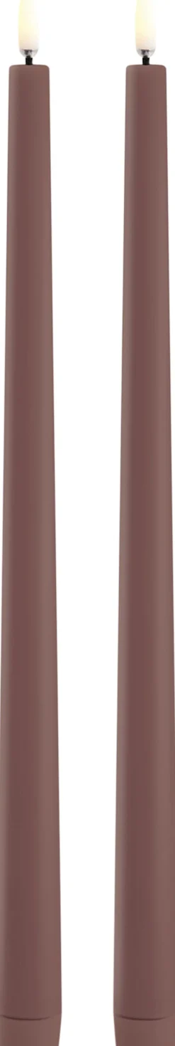 LED slim taper candle, Terracotta, Smooth, 2-pack, 2,3x32 cm-Uyuni Sale