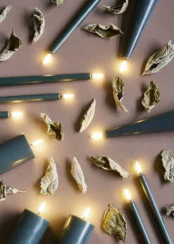 Uyuni Lys & Lysestager>LED taper candle, Pine green, smooth, 2-pack, 2,3x25 cm