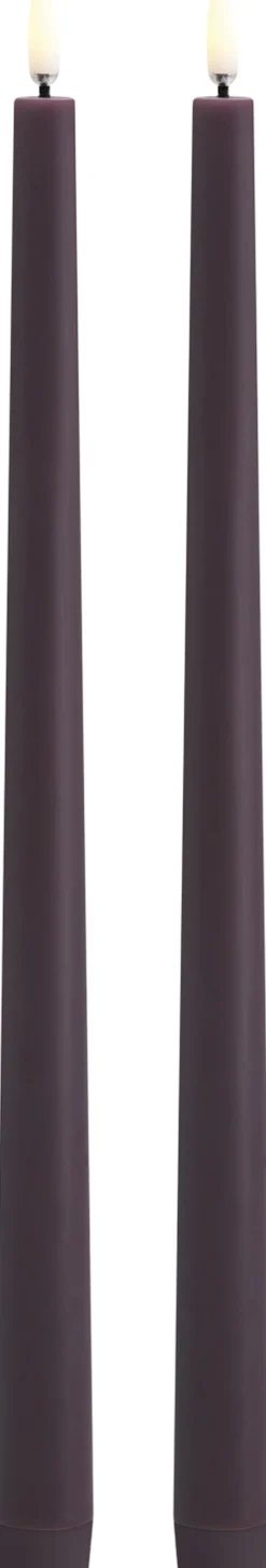 New LED taper candle, Plum, Smooth, 2,3x32 cm / 2-pack Elektriske Julelys