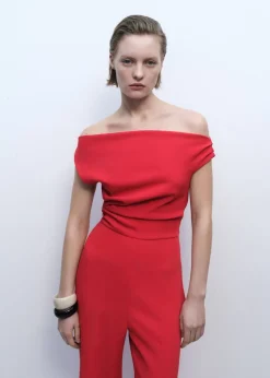 Long asymmetrical draped jumpsuit-MANGO New