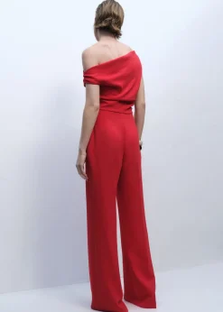 Long asymmetrical draped jumpsuit-MANGO New