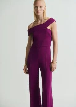 Discount Long jumpsuit with asymmetrical nec Dame Buksedragter