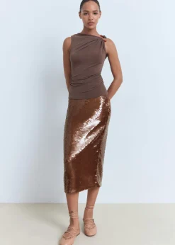 Lurex knitted top with crossed back Dame T-Shirts & Toppe